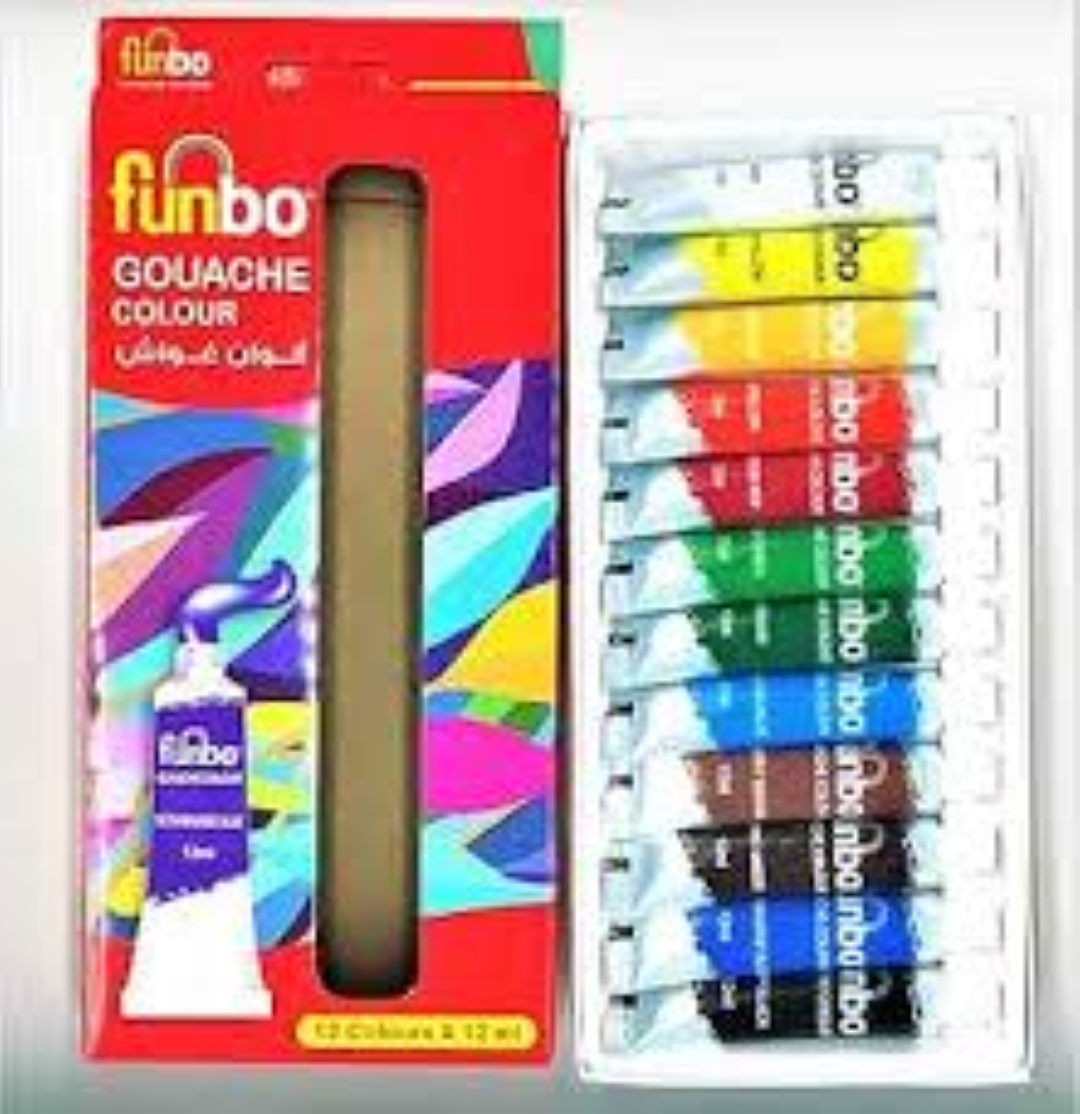Funbo Gouache Paint Set 12 col X 12ml  Tubes FO-Funbo Gouache-1212